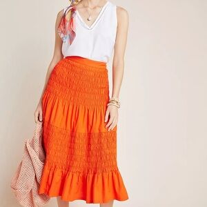 Anthropologie Under The Sun Smocked Midi Skirt